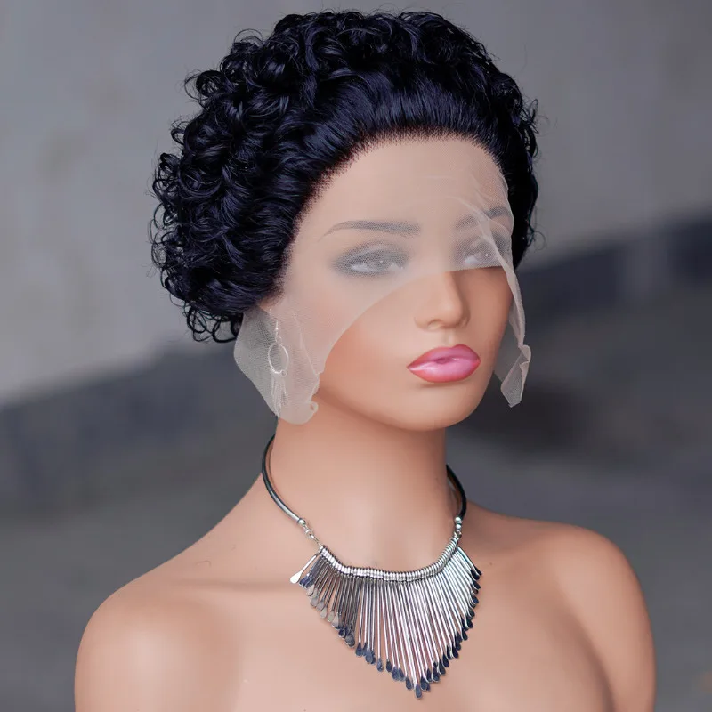 Human hair wig lace front wig human hair wigs front lace wig Color 613 Short Curly Wig For Black Women 13x1 Pixie Cut Curly Lace Frontal Explosive Wigs Brazilian Virgin Remy Human Hair Wig