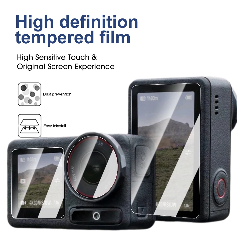 Description Picture 3 of item3/2/1Set Tempered Glass Screen Protectors for DJI Osmo Action 5 Pro Camera Lens Protective Films 9H Hardness Anti-scratch Cover