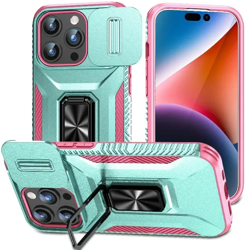 Military Grade Magnetic Shockproof Armor Phone Case with Slide Camera Cover