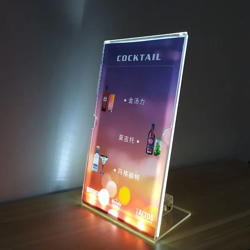 Acrylic Decca led Light Box Table Ads Singel Page for Wine List Price Display Table Desk/Restaurant Desk Sign/Bar/ktv, In Stock