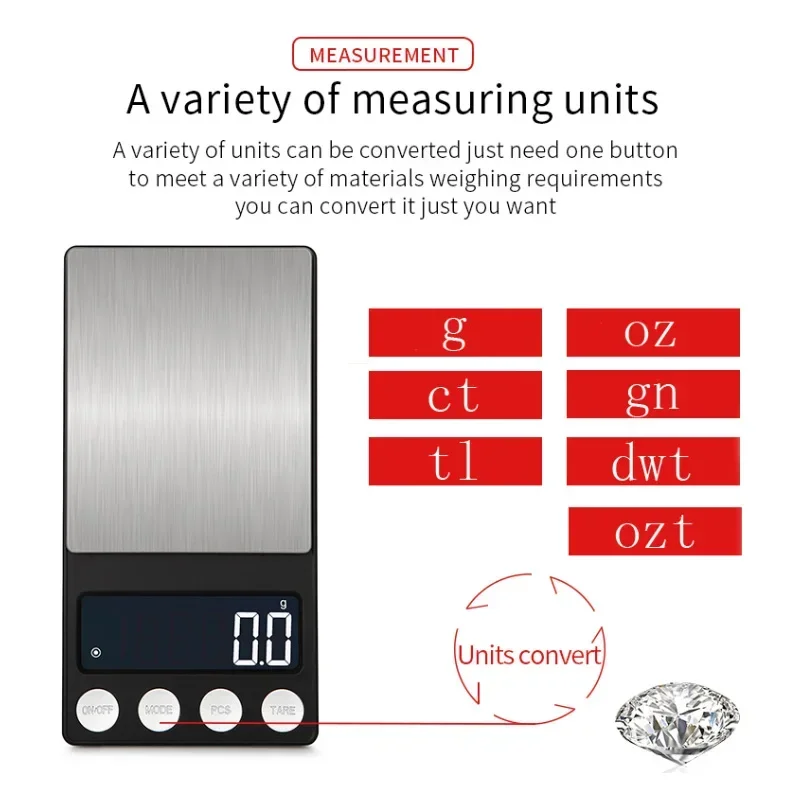 High-Precision Digital Jewelry Pocket Scale with LCD Display