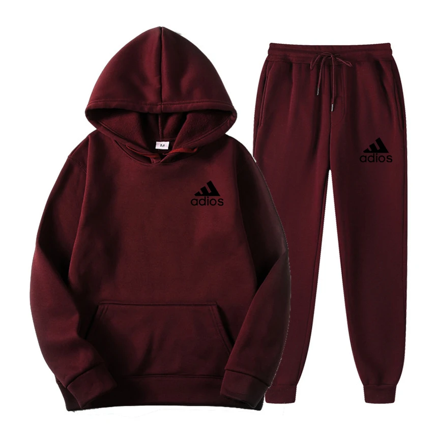 mens two piece sets Adios 2 Pieces Sets Tracksuit Men Brand Autumn Winter Hooded Sweatshirt +Drawstring Pants Male Sport Hoodies Running Sportswear mens sweatsuits sets