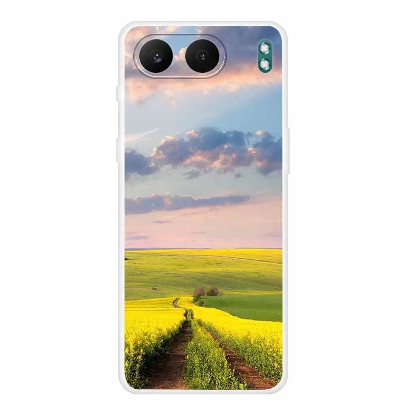 Clear Silicone Case with Landscape Flower Design - Soft TPU Back Cover