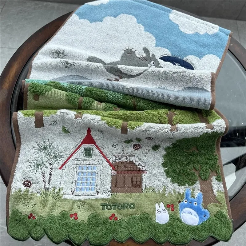 Miniso Cartoon Totoro Cotton Bath Towel Super Soft Home Bathroom Washing Hand Face Towel 4