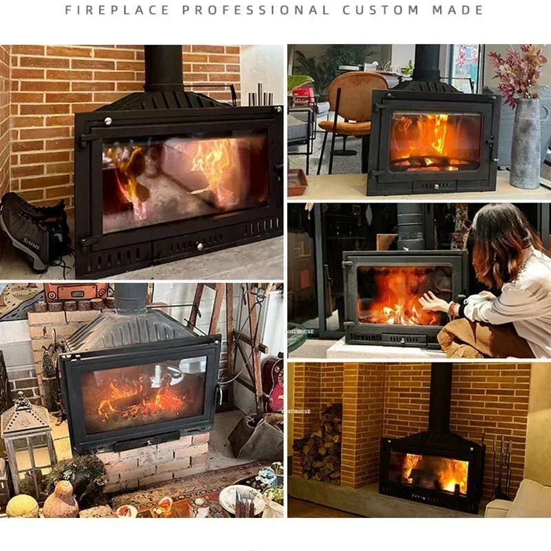 เตาผิงตกแต่งบ้านสไตล์ยุโรป เตาไม้ เตาผิงแบบฝัง เครื่องทำความร้อนเหล็ก อุปกรณ์ปล่องไฟ ของตกแต่งห้องนั่งเล่น 1