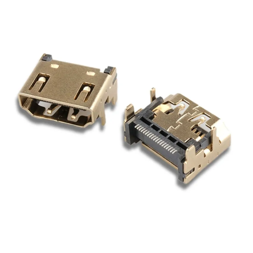 

10PCS / 5PCS HDMI-Compatible Female Jack/Socket Connector 19PIN 19P Right Angle SMT SMD 90 Degree Gold-Plated HD 19 PIN