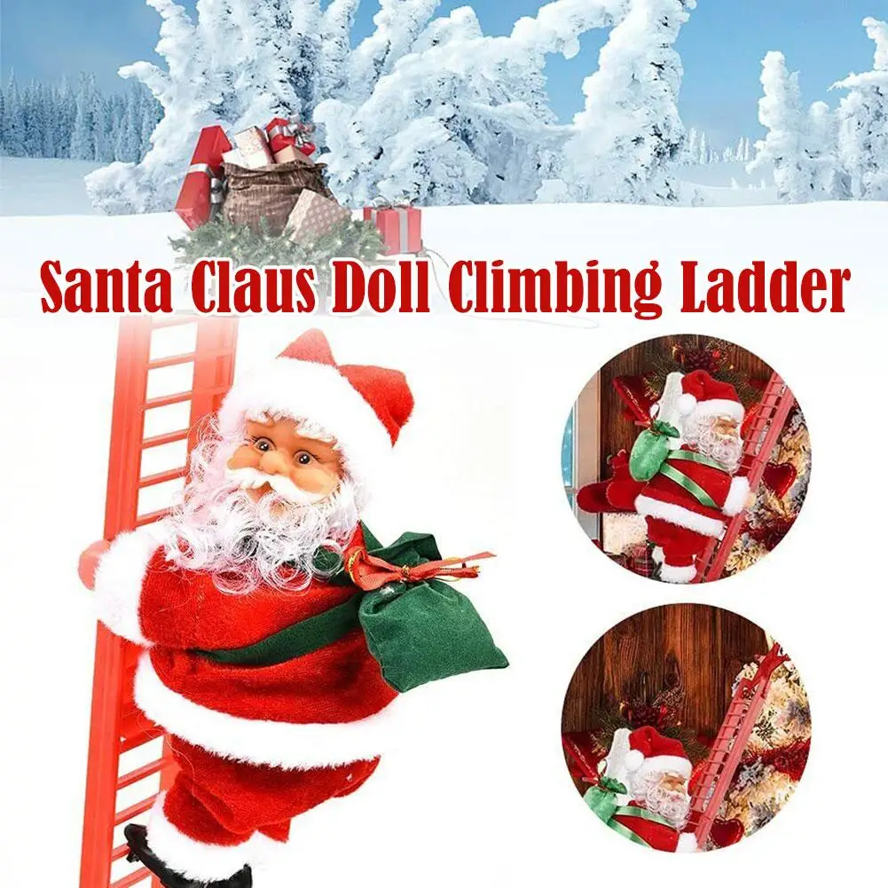 

1pcs Christmas Ornament Santa Claus Climbing Hanging Doll Stair Ladder Rope Kids Toy Xmas Pendant Door Party