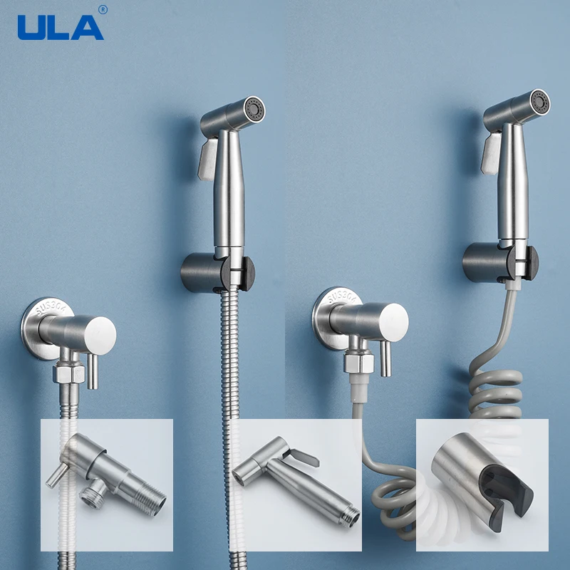 ULA Brushed Bidet Faucet Stainless Steel Handheld Bidet Sprayer Set