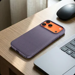 Premium Tech Woven Fabric Shockproof Phone Case - Skin - Friendly Cover with MagSafe Compatibility for iPhone 12 Pro Max (Purple)