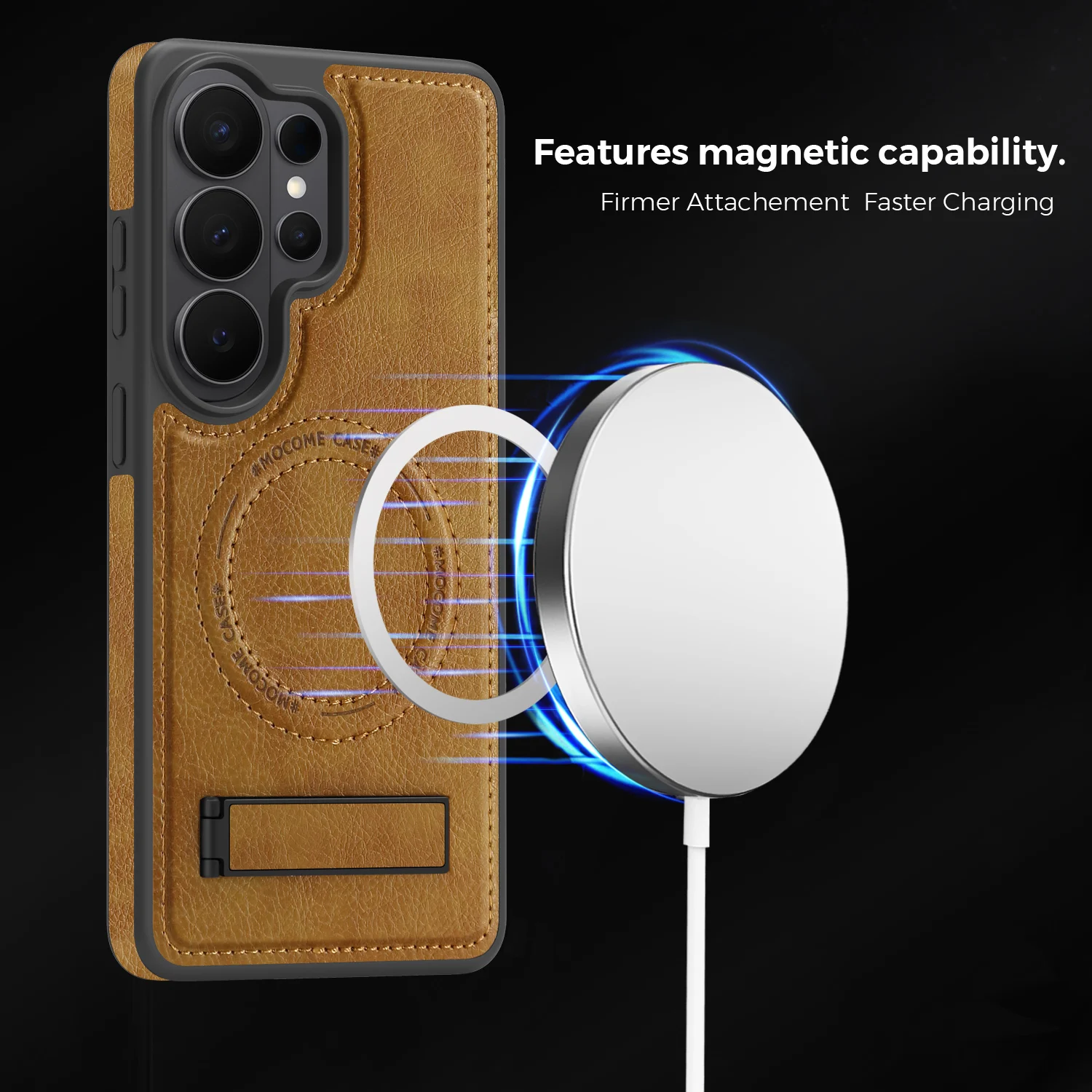 Deluxe Leather Magnetic Phone Case with Business Stand Bracket