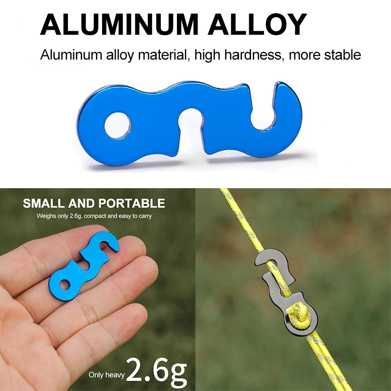 Aluminum Alloy Tent Wind Rope S-Type Tensioners Fastener Adjustable Camping Tent Cord Rope Buckle Tents Accessories For Outdoor tent clips outdoor tent ropes camping tent accessories camping tent fasteners tent rope tightener camping cord buckles camping rope buckle