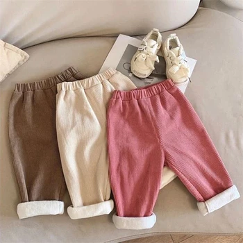 Autumn Winter New Casual Boys Girls Corduroy Loose Warm Trousers Kids Girl Straight Pants Children's Clothes 1