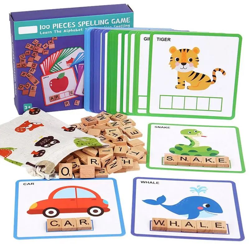 

Toddler Flash Cards Spelling Games Alphabet Puzzle Spelling Game English Learning Montessori Toys Kids Matching Letter Spelling