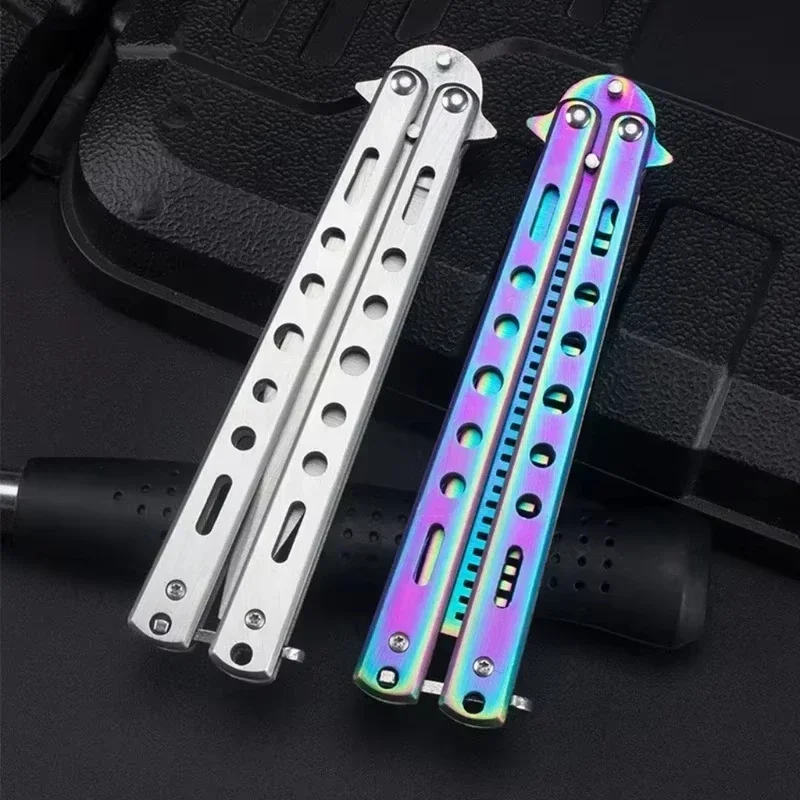 Foldable Comb Stainless Steel Practice Training Butterfly Knife