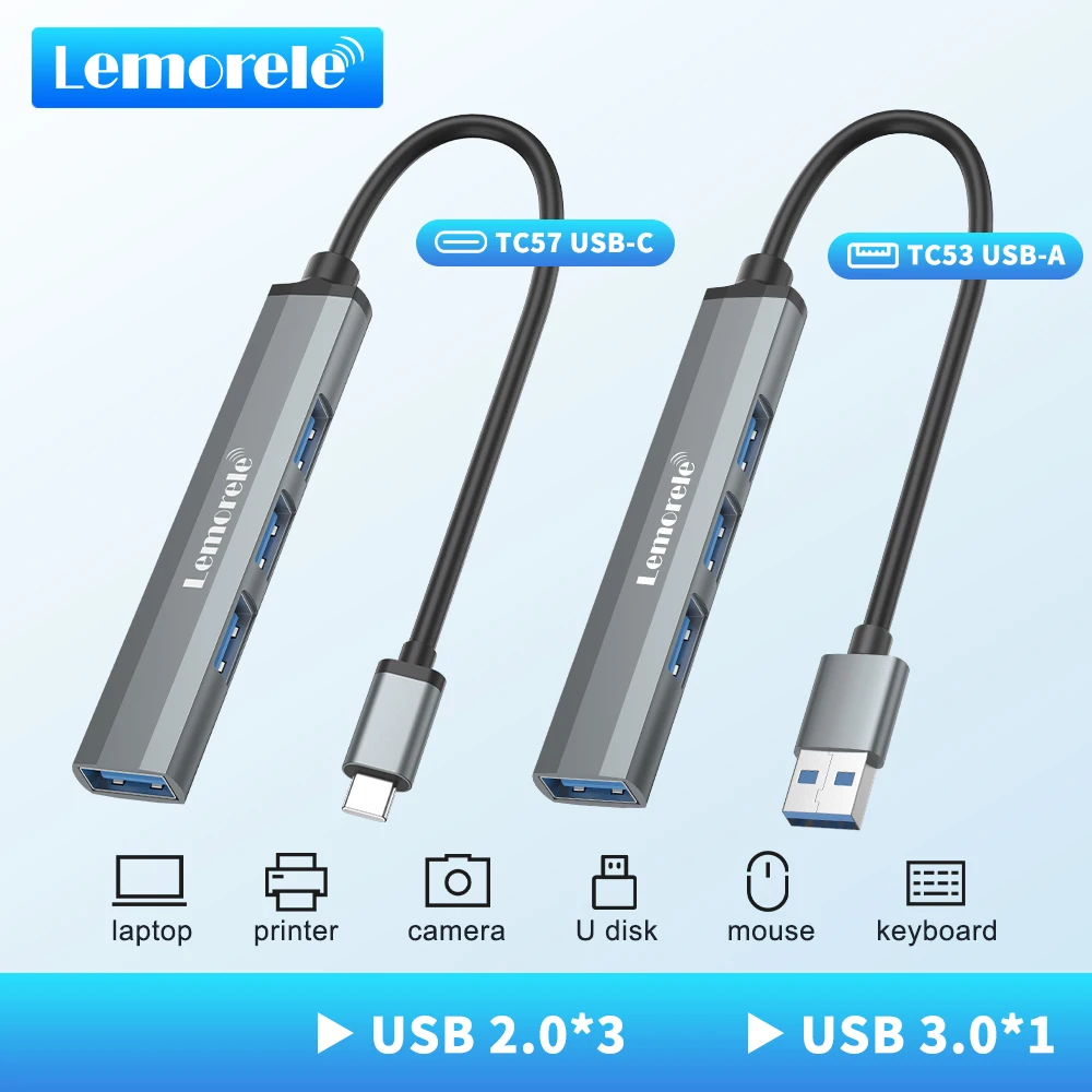 Lemorele 4-Port USB-C/USB-A Hub Multi Splitter Adapter