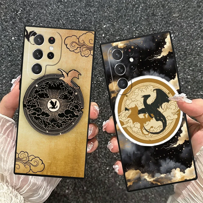 Elegant Dragon Design Soft Phone Case - Black Protective Back Shell