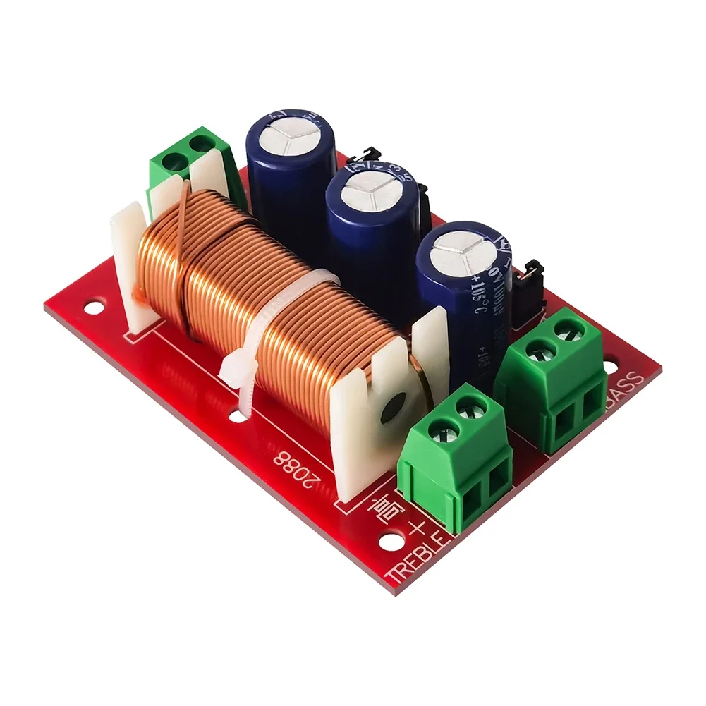 2 Way Crossover Filters Module 400W Audio Speaker Frequency Divider Adjustable Full Range Treble Bass Welding Free YLY-2088