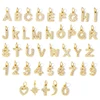 Stainless Steel Letter DIY 26 Initial Pendant for Women Zircon Alphabet Charms for Jewelry Making Customizable Name Accessories 1