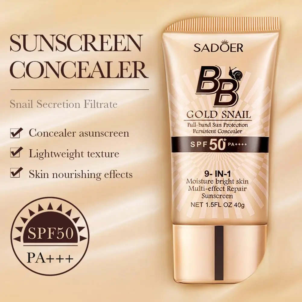 Gold Snail Sunscreen Cream Protector Facial Sun Block SPF50 BB Cream Isolation Lotion Concealer Facial Moisturizer 2