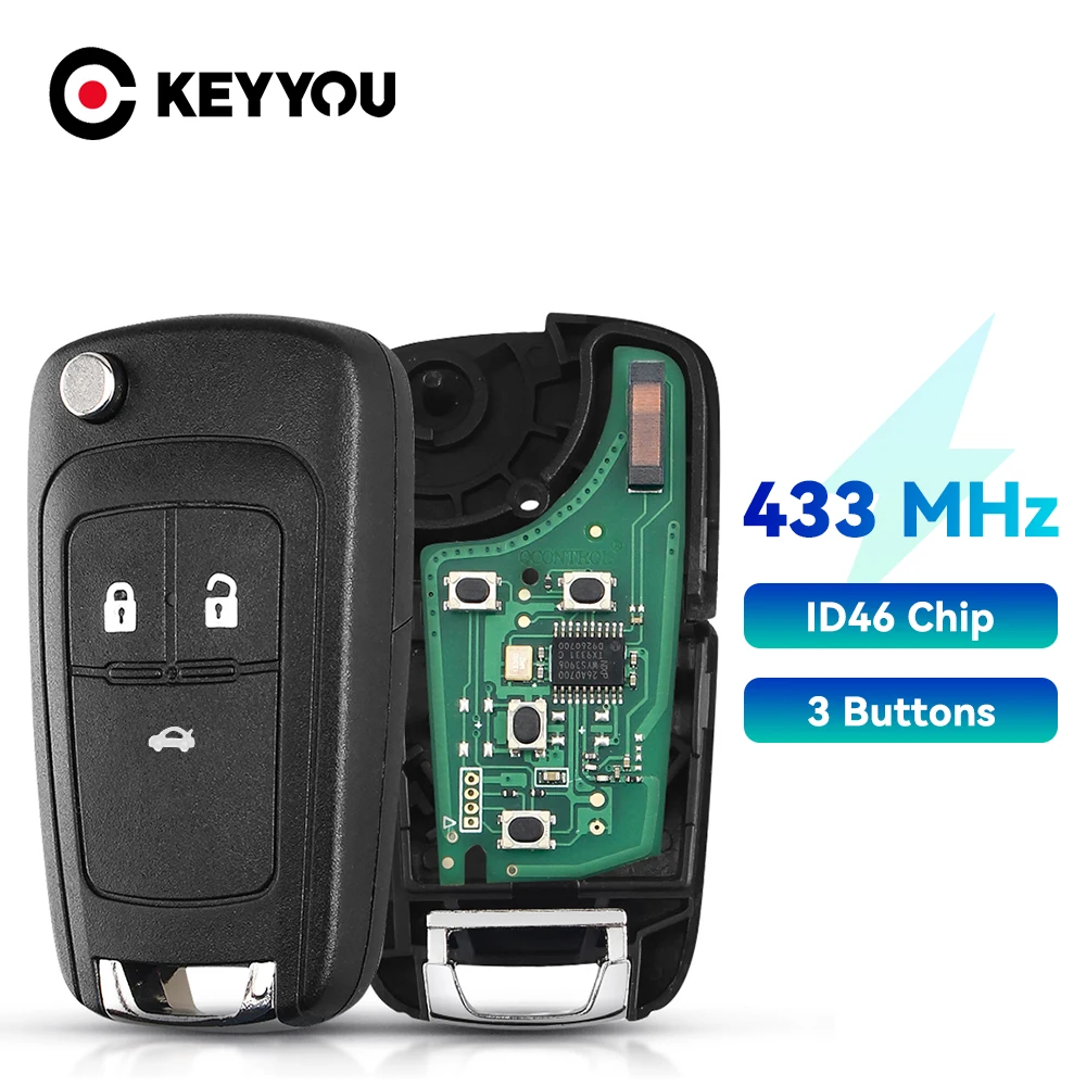 

KEYYOU For Chevrolet Cruze Malibu Aveo Spark Sail 2/3/4 Buttons 433MHz Door Lock HU100 Remote Car Key