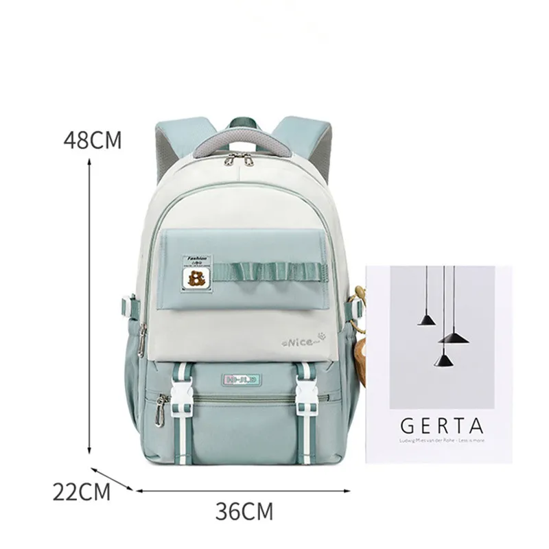 Waterproof Teenage Bookbag Resistant to dirt Nylon Rucksack Fashion Girl Backpack Women School Bag High School Schoolbag Black 6