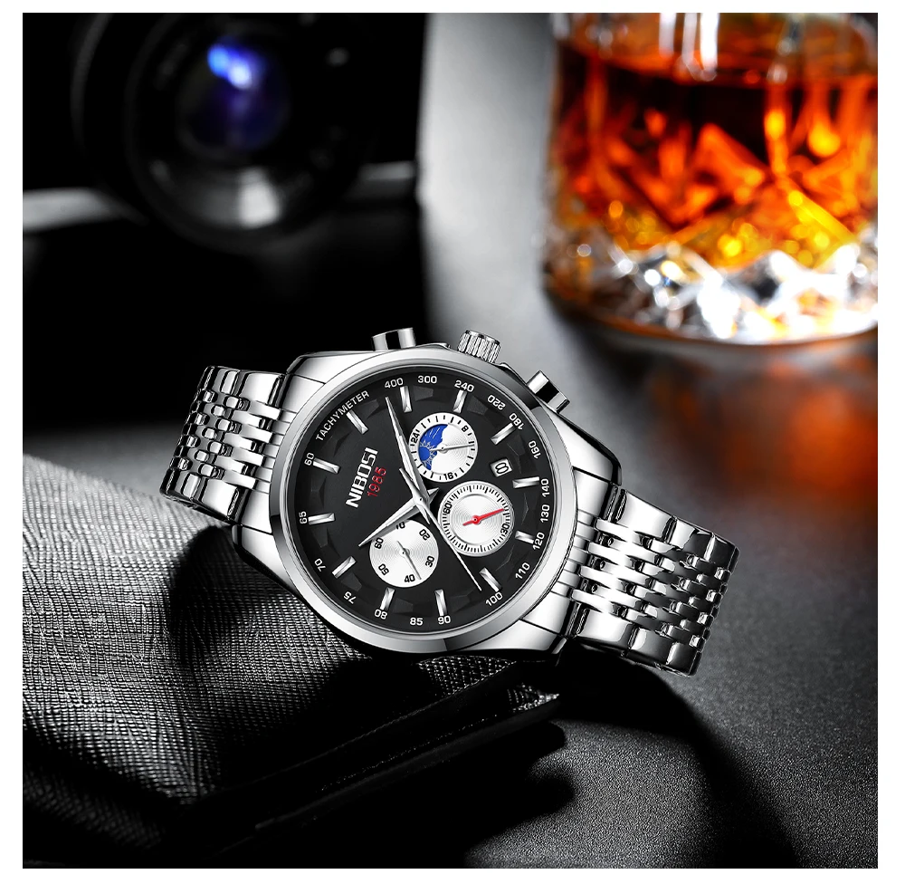 NIBOSI 2022 Relogio Masculino Fashion Brand Luxury Mens Watches Stainless Steel Waterproof Sports Quartz Men Watch For Gift Box