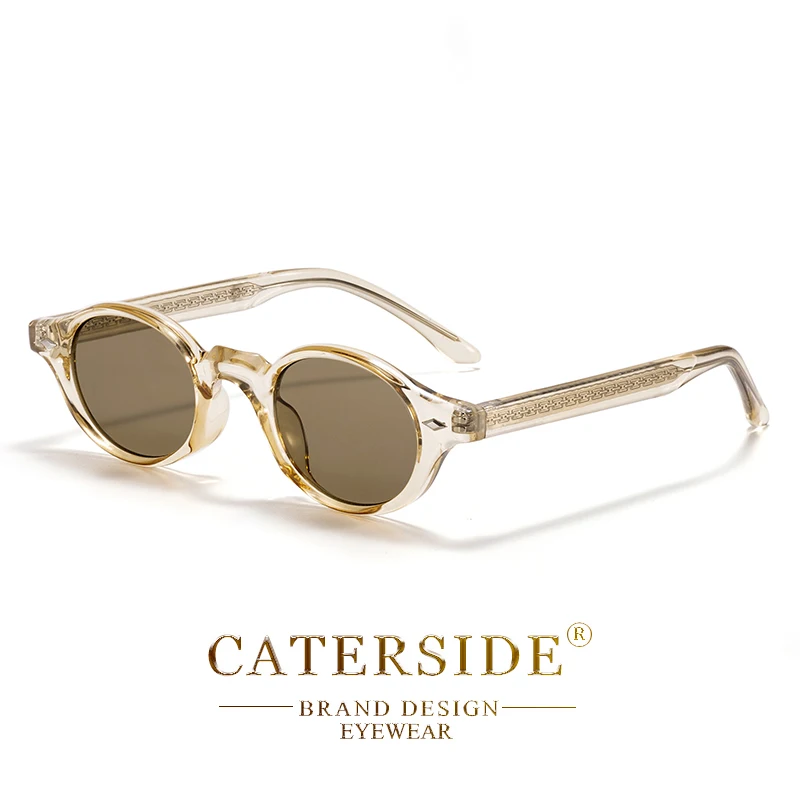 CATERSIDE Mode Oval Damen Sonnenbrille Vintage Kleiner Rahmen Luxus Tempelspitzen Sonnenbrille Herren Party Outdoor Brille – Detail 9