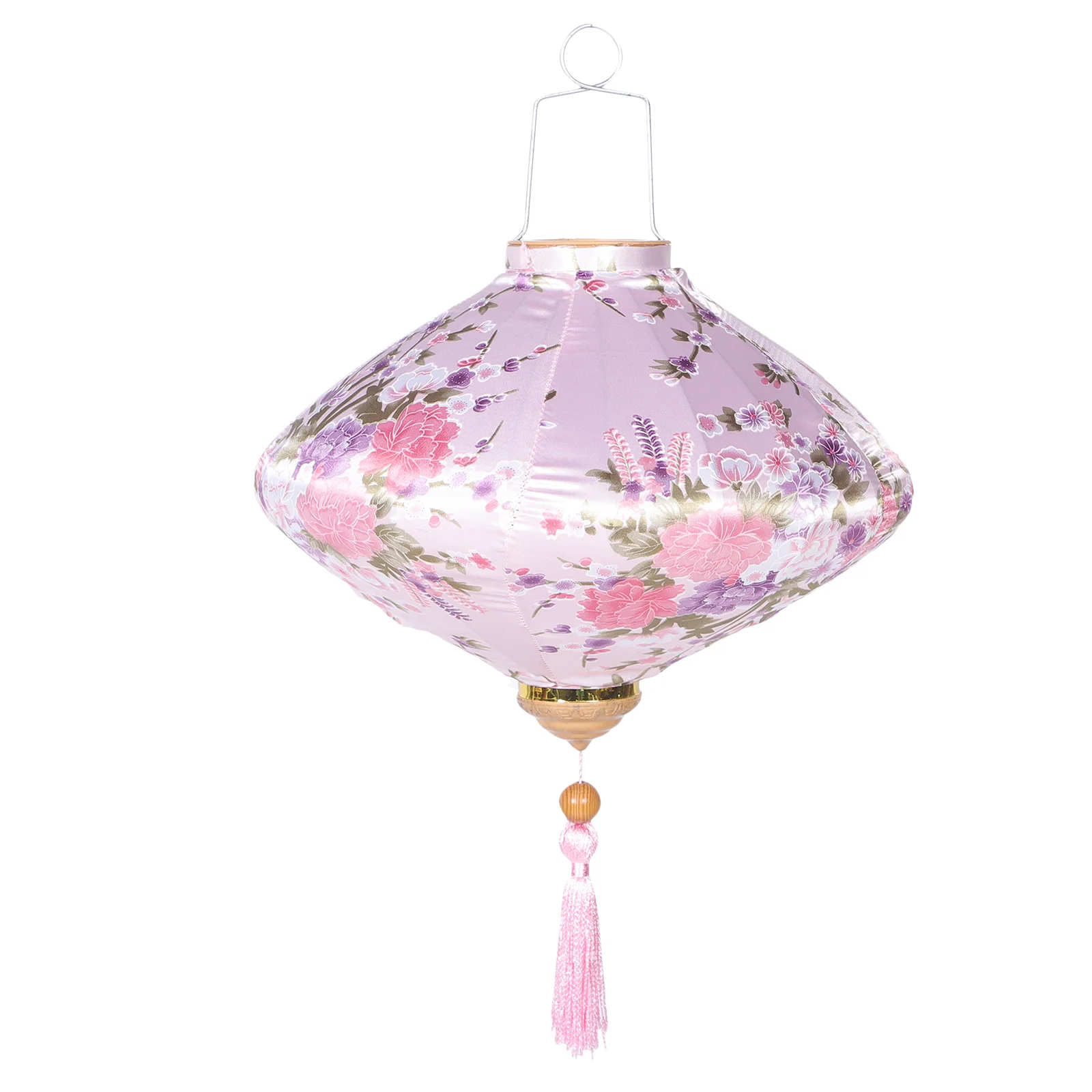 

Vietnamese Hanging Lantern Flower Pattern Silk Wedding Vintage Asian Foldable Festive Tassel Home Outdoor Decorations