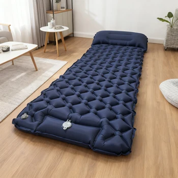 Double 11 Hot Sale!  Single 04 Model Inflatable Mat, Foot Pump - Perfect for Backpacking, Cycling Trips & Campground Stays