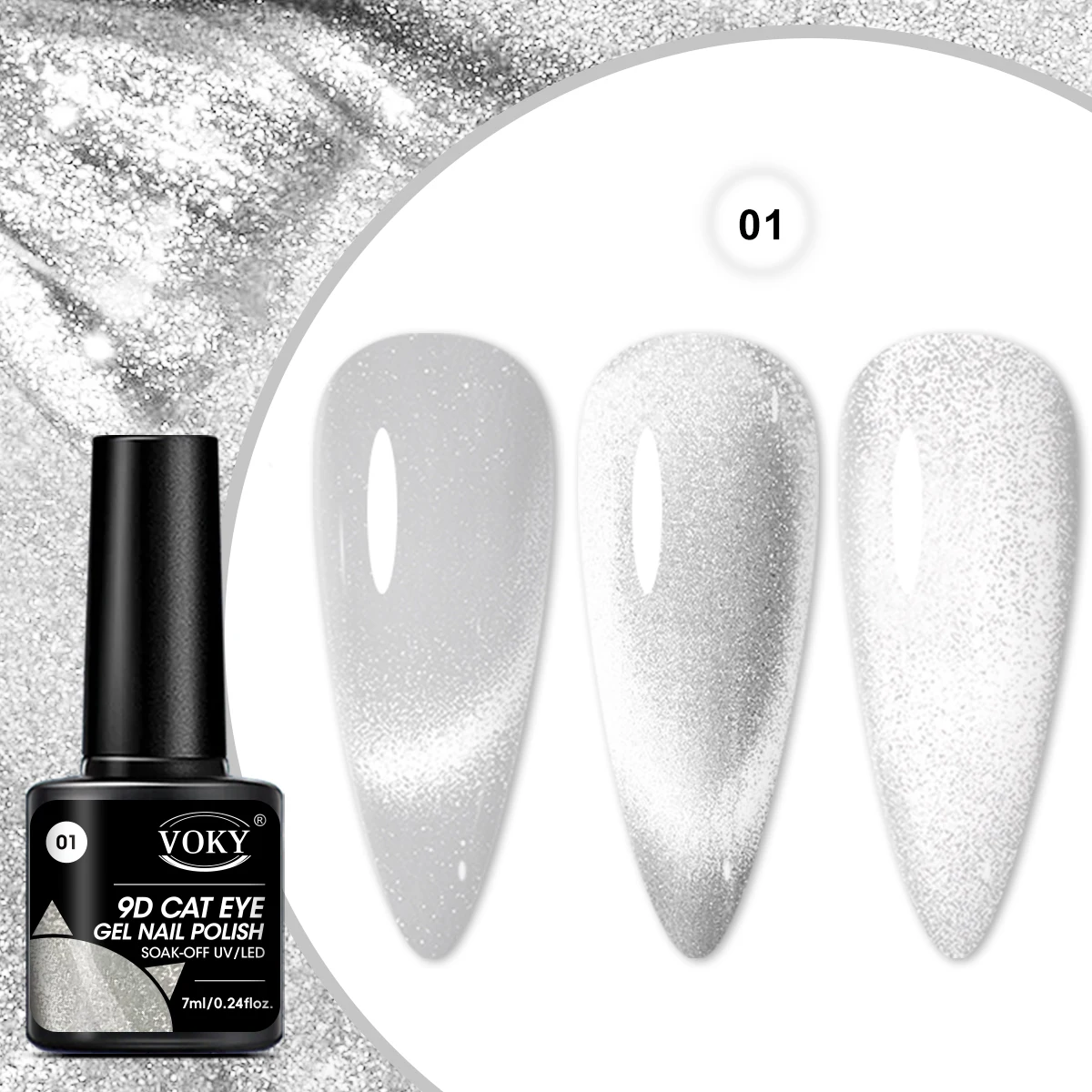 VOKY 7ML Crystal Cat Eye Gel Polishing Glitter Translucent Color Magnetic nail polish Salon DIY at home, gift for women 2