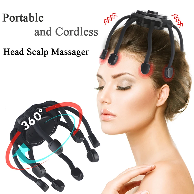 

Electric Octopus Claw Head Scalp Massager 3 Modes Vibration Massage Therapeutic Head Scratcher Relief Head Fatigue Improve Sleep