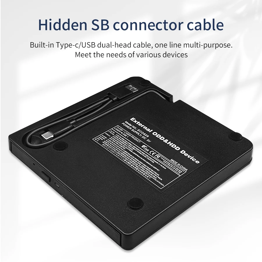 Portable DVD Burner 2 in 1 USB 3.0 Type C External DVD RW CD Writer Slim Drive For Laptop PC