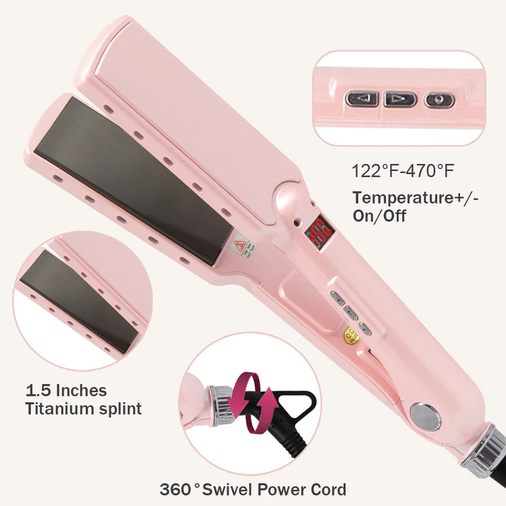 Hair straightener 480℉ titanium hair straightener keratin treatment floating plates 100-240V