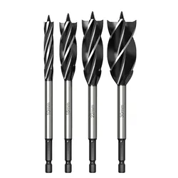 10-35mm Woodworking Twist Drill Bit Set Long Four-Slot 6.35mm Shank Carbide Drill Bit Hole Saw For Door Lock Wood Slotting Tools