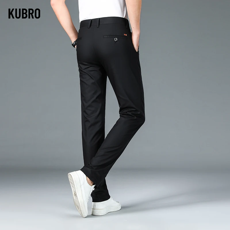 KUBRO Luxury Straight Business Suit Pants Men's Bamboo Fiber Designer Spring Summer Elegant Casual Formal Trouser business pants,suit pants,men pants