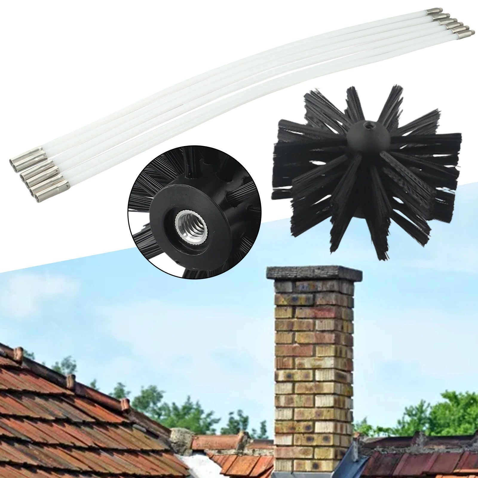 Chimney Pipe Inner Wall Cleaning Brush Bendable Electric Drill Cleaning Brush Adjust Rod Height Chimney Tools Accessori