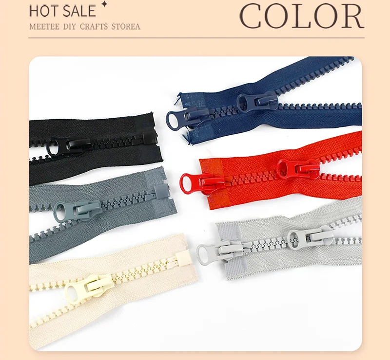 Description Picture 5 of item1Pc 8# Resin Zipper 50-100cm Auto Lock Single/Double Slider Zippers for Jacket Long Zips Repair Kit Clothing Sewing Accessories