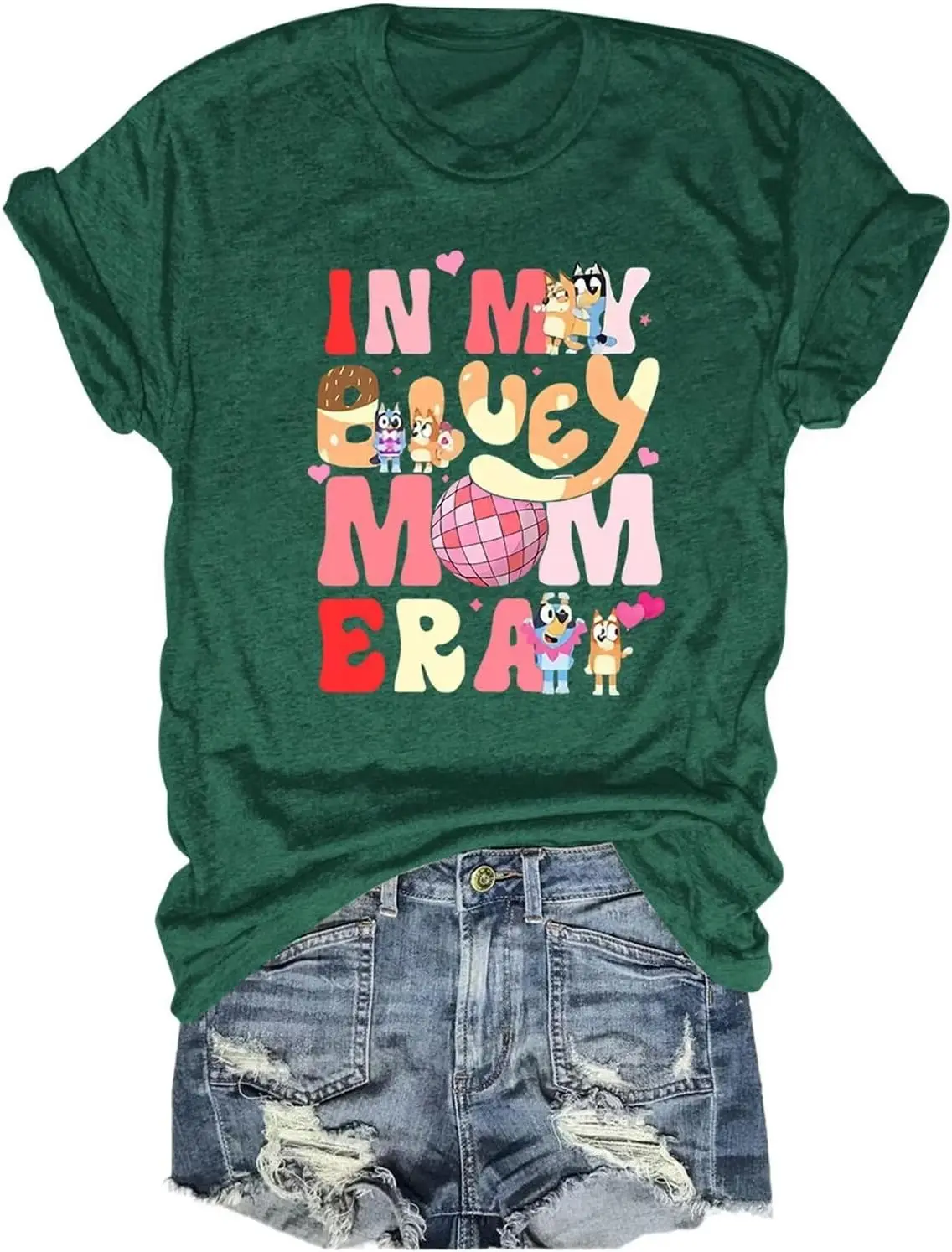 

Mama T-Shirt for Women Colorful Letter in My Mama Era Cute Print Mom Shirt Mama Gift Summer Casual Tee Tops