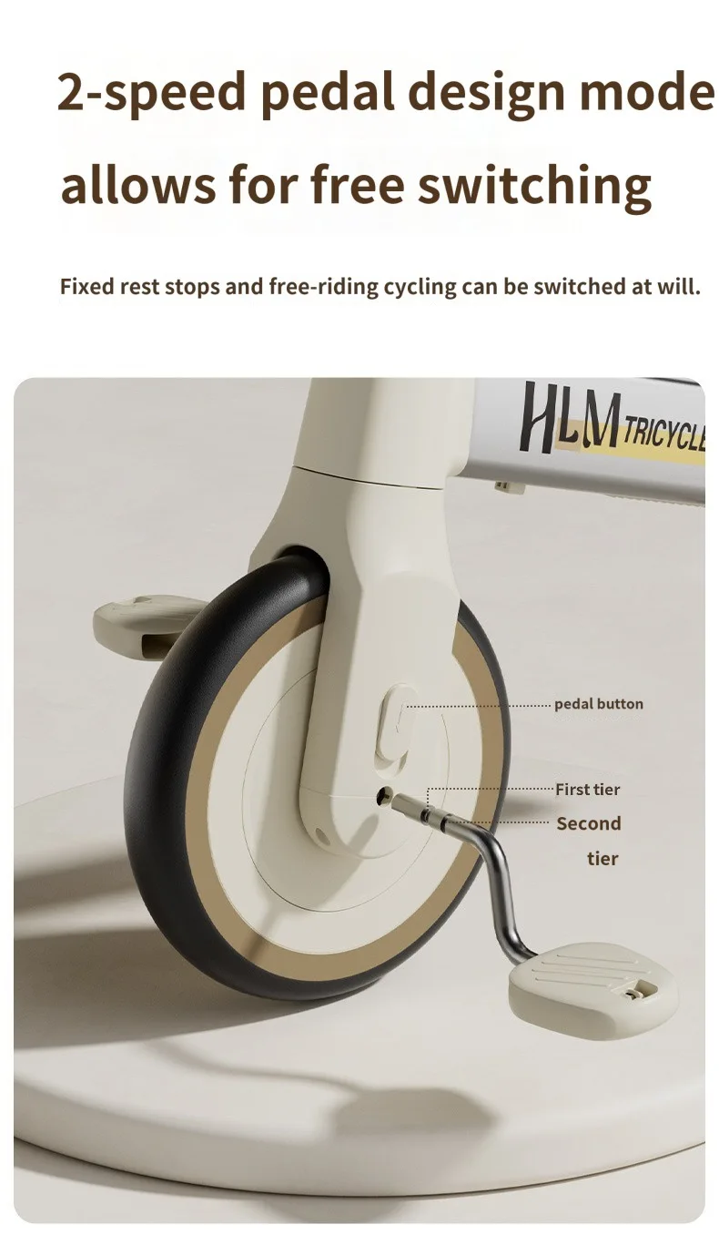 New 4 in 1 Baby Trike Kids Balance Bike Lightweight Bicycle Multifunctional Three Wheeled Adjustable Hand Push Tricycle