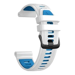 Premium Sport Silicone Watchband Strap - Enhanced Comfort and Style - 22mm Width (White blue)