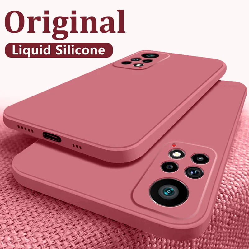 Coque de téléphone originale en silicone liquide souple pour Xiaomi Redmi Note 11S 11T Mi11t Pro Mi 10T Lite 9 K20 POCO X3 NFC Shockproo_voghion.com
