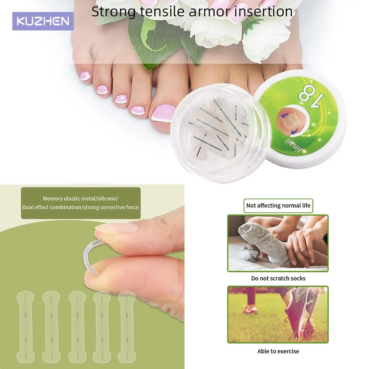 

10pc/box Ingrown Toenail Correction Tool Ingrown Toe Nail Treatment Elastic Patch Sticker Straightening Clip Brace Pedicure Tool