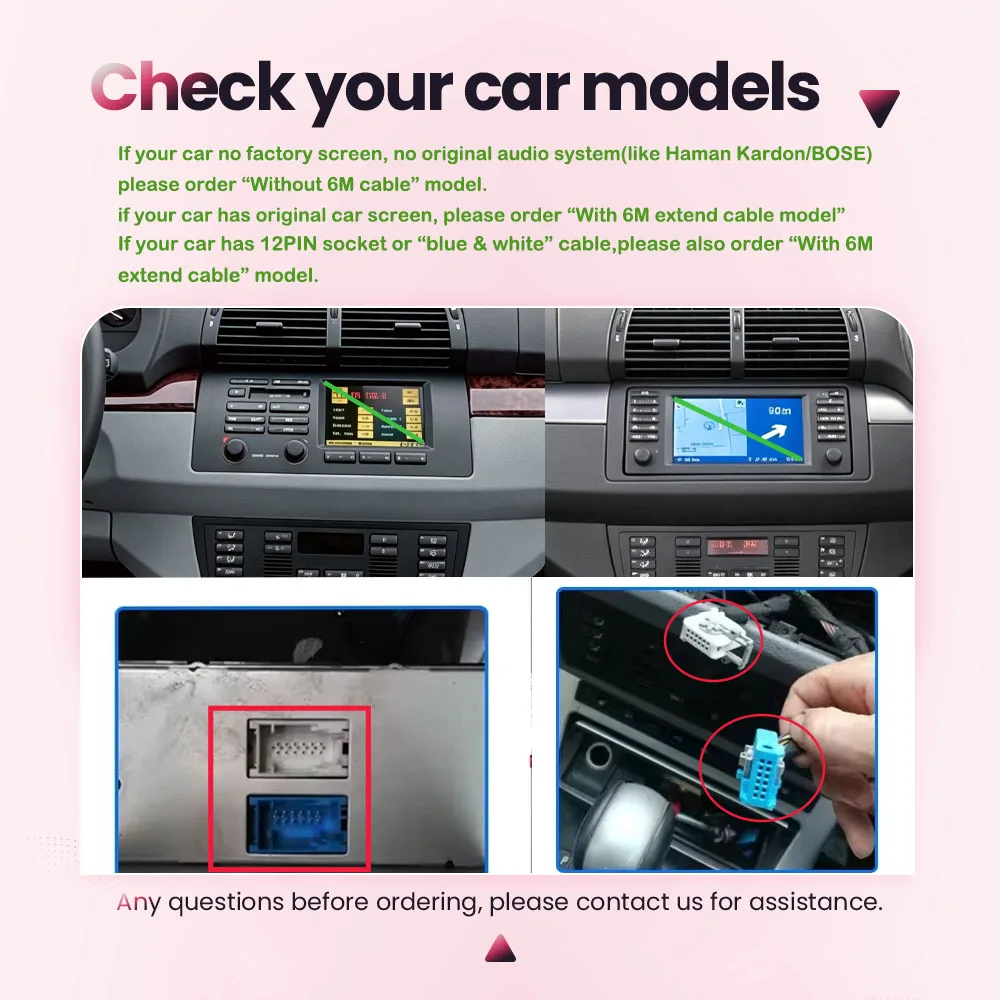 BONROAD Radio de coche de 7 pulgadas para BMW X5 E53 1999-2007, reproductor Multimedia de vídeo para coche, Apple Carplay inalámbrico, Android, RDS, DSP, navegación GPS, pantalla táctil Linux 2