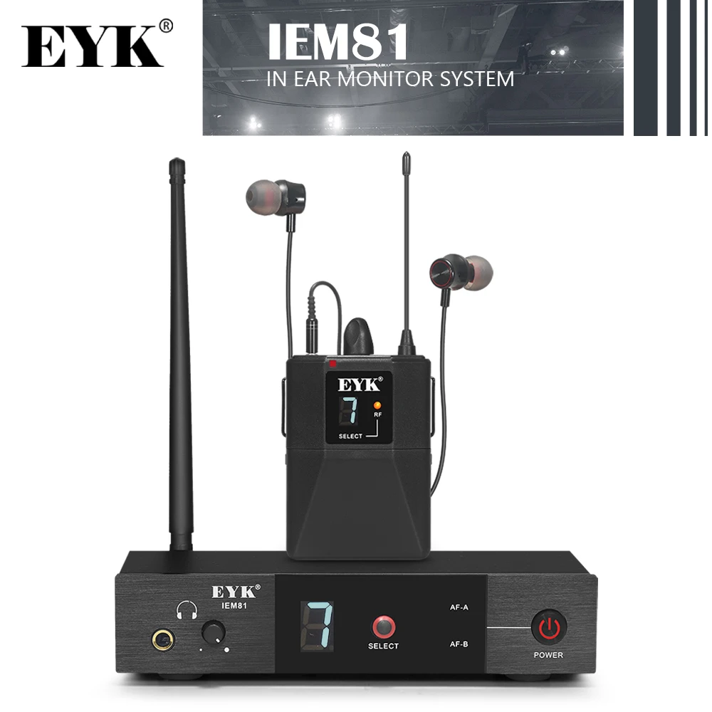 EYK IEM81 UHF Wireless In Ear Monitoring System 16 Frequencies Optional Mono Stage Return For Singer Guitar Studio Band DJ