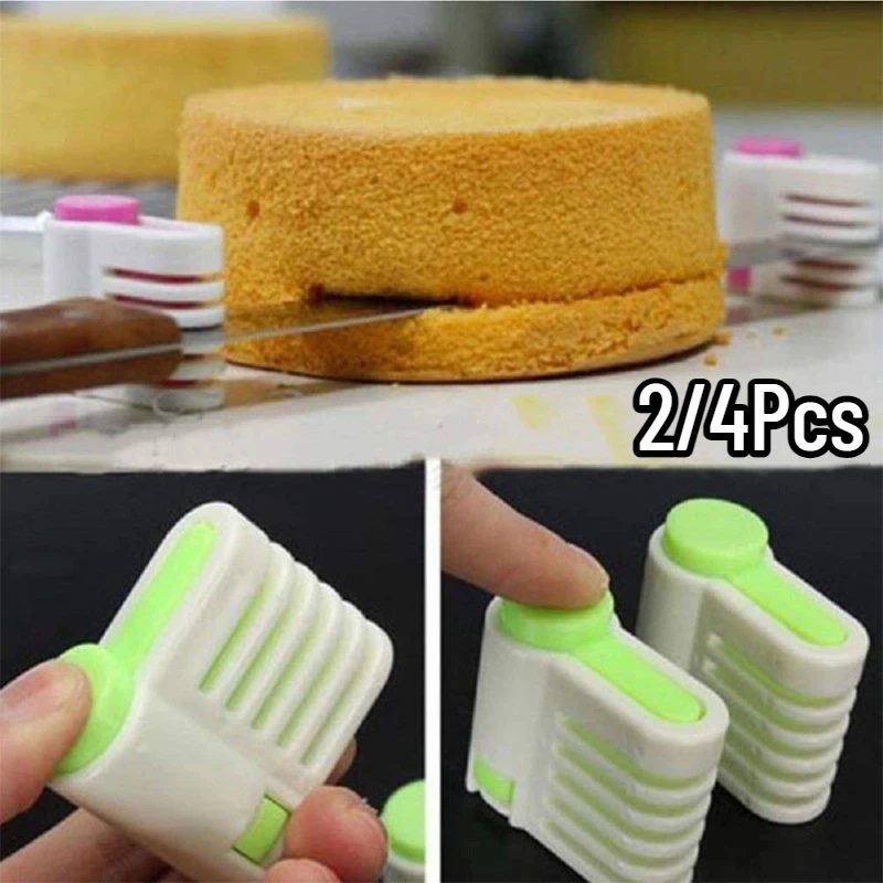 2pcs/set 5 Layers Cake Slicer Adjustable DIY Bread Knife Splitter Toast Slicer Fixator Cutting Leveler For Kichen Bakeware Tool
