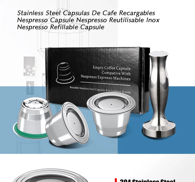 Stainless Steel Nespresso Refillable Coffee Capsule Coffee Tamper Reusable  Coffee Pod Coffeeware Accessories For Barista