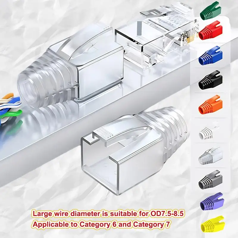 50/100Pcs RJ45 케이블 커넥터 플러그 커버 이더넷 네트워크 케이블 커넥터 플러그 스트레인 릴리프 부츠