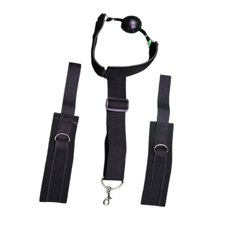 Adult Bondage Gear Set Rear Handcuffs Ball Gag Mouth Restraint BDSM Restraints for Women Couples Play Adjustable Wrist Cuffs