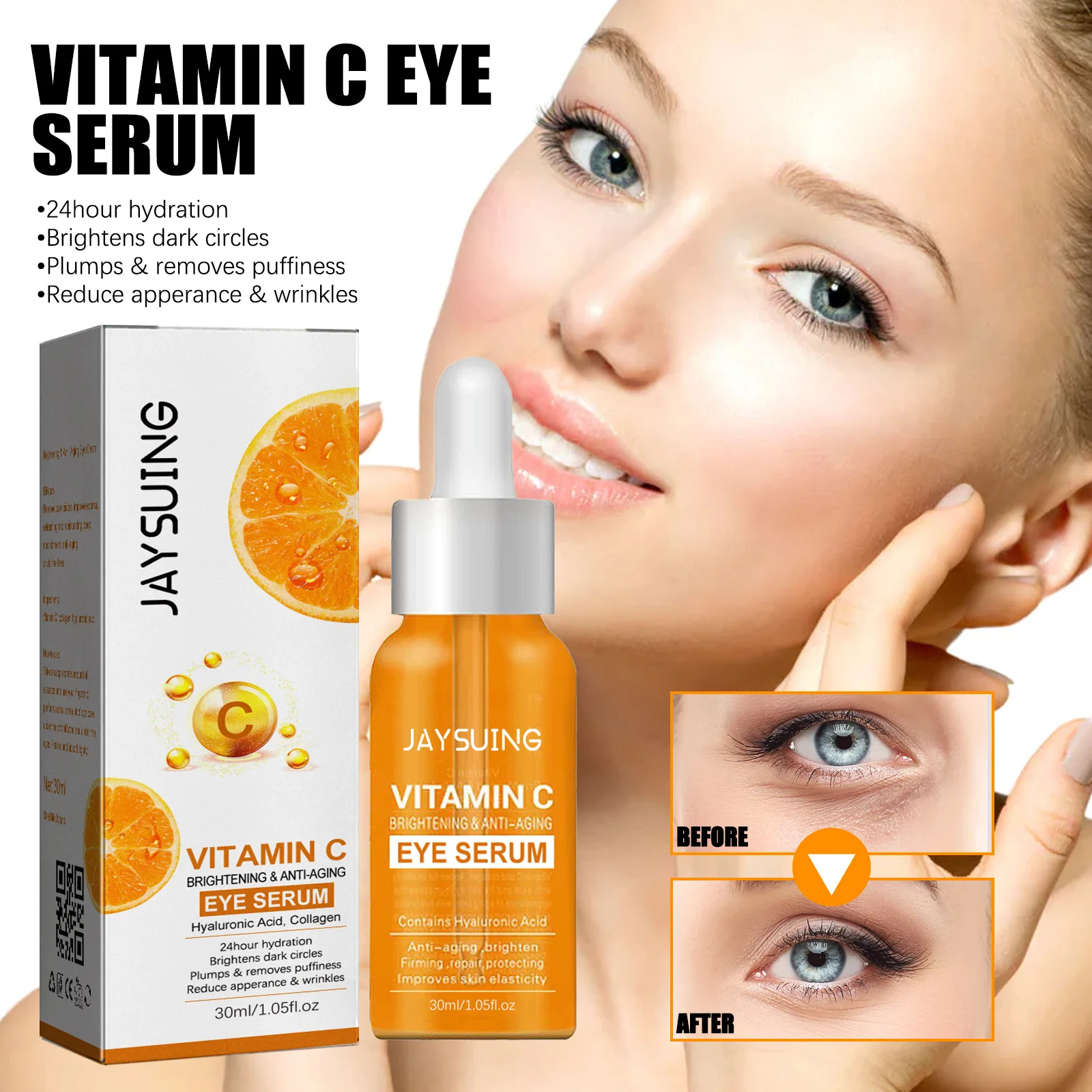 

Vitamin C Eyes Serum Puffy Eye Treatments Anti Aging Smooth Fine Lines Remove Dark Circles Moisturizing Korean Skin Care Product