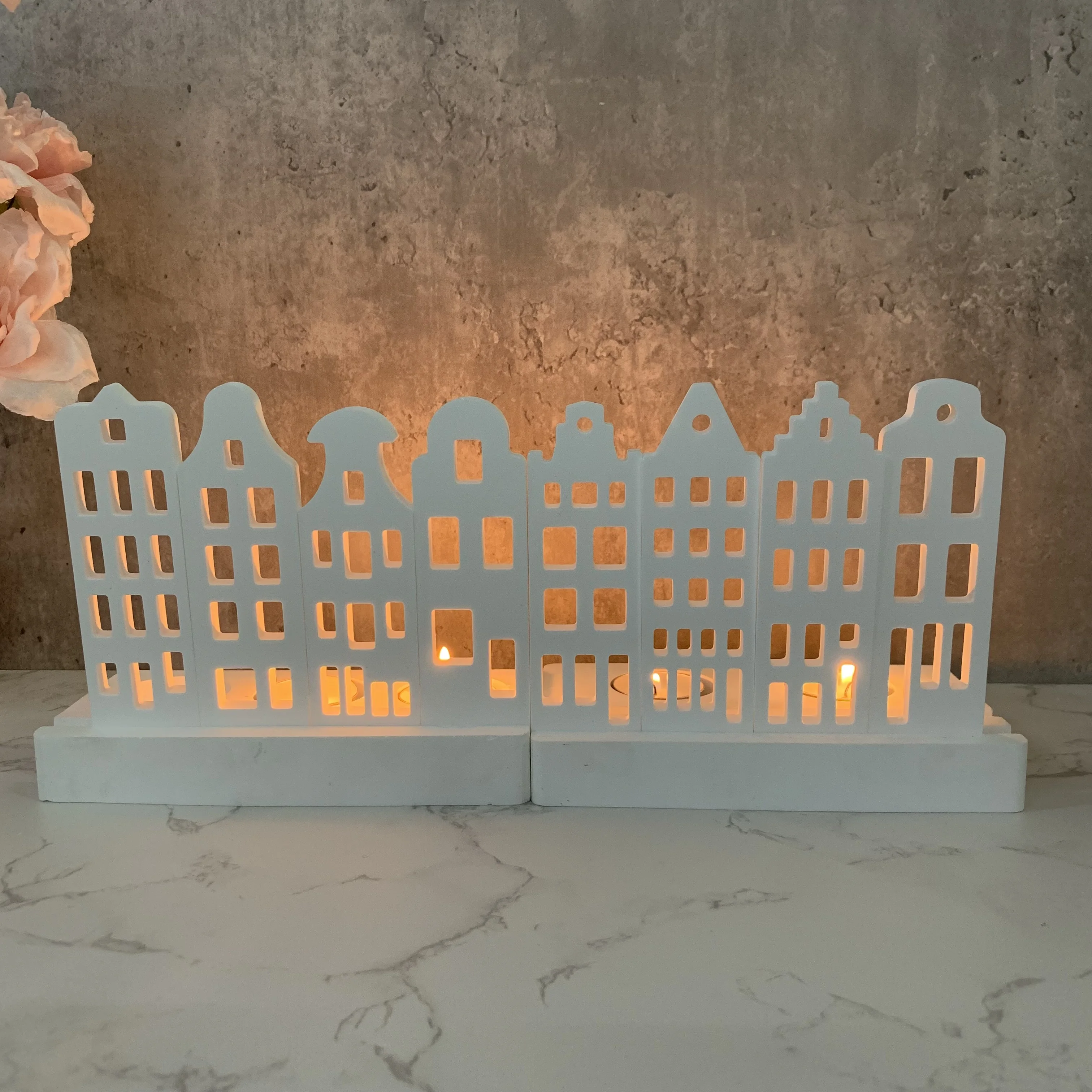 다층 집 양초 거치대 실리콘 몰드, DIY 시멘트 석고 점토, 붓는 창문 집 송진 장식품, 몰드 홈 데코 